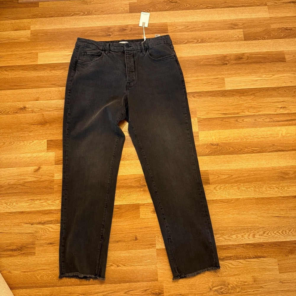 Good American‎ Good Boy Crop Jeans Plus Size 18 Black Wash Raw Hem NWT
